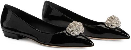 Giuseppe Zanotti Eglantine crystal ballerina shoes Black