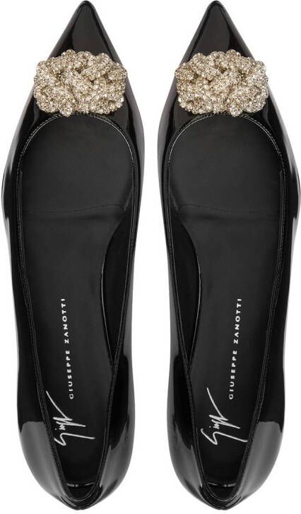 Giuseppe Zanotti Eglantine crystal ballerina shoes Black
