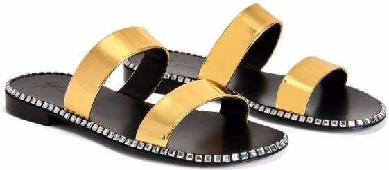 Giuseppe Zanotti Elektron leather-strap slides Gold