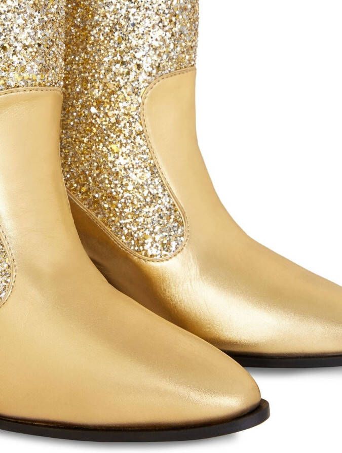 Giuseppe Zanotti Elna glittery cowboy boots Gold