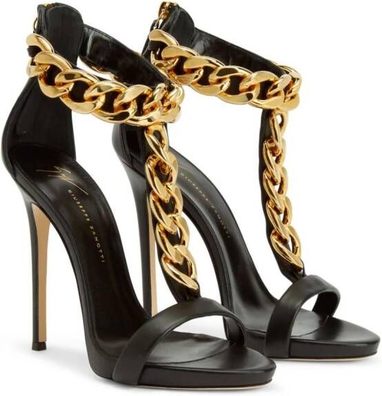 Giuseppe Zanotti Elsie chain leather sandals Black