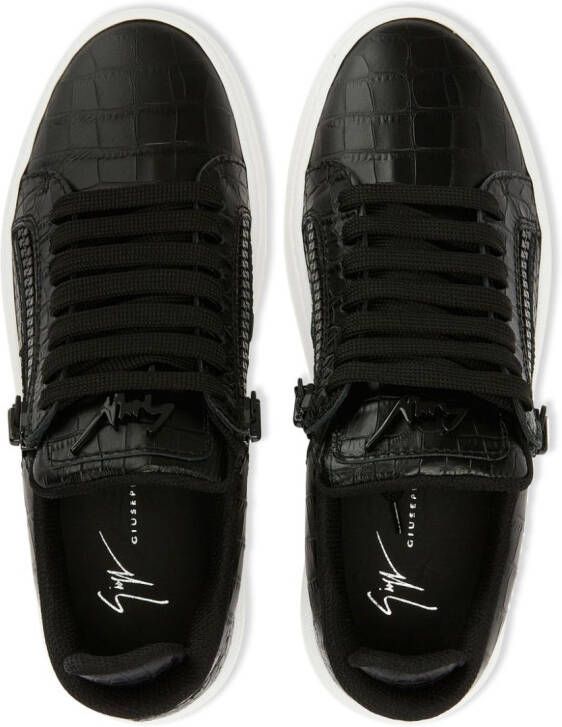 Giuseppe Zanotti embossed crocodile-effect sneakers Black