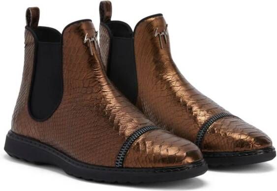 Giuseppe Zanotti embossed-crocodile leather ankle boots Brown