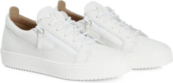 Giuseppe Zanotti embossed-logo calf leather sneakers White