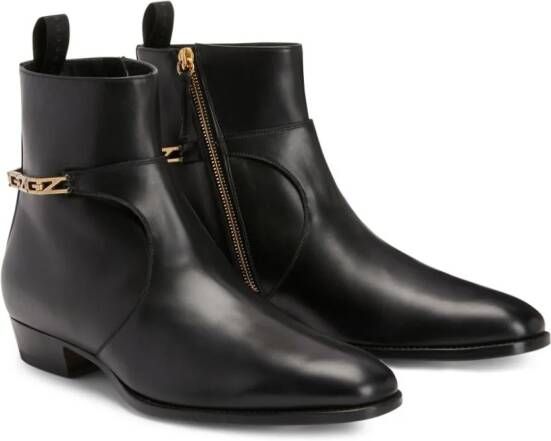Giuseppe Zanotti Enfield Monogram leather ankle boots Black
