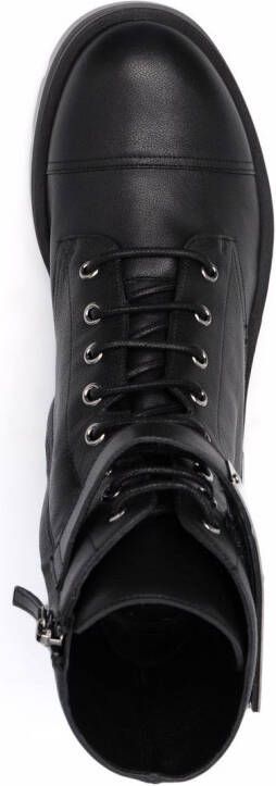 Giuseppe Zanotti engraved-logo lace-up boots Black
