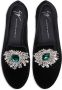 Giuseppe Zanotti Euphemiee crystal-embellished velvet loafers Black - Thumbnail 4