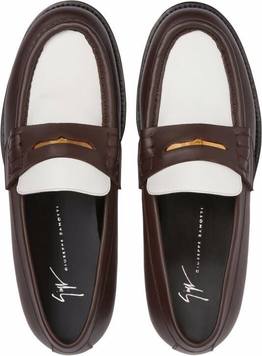 Giuseppe Zanotti Euro leather penny loafers Brown