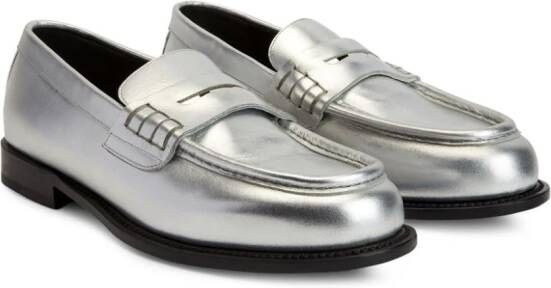 Giuseppe Zanotti Euro metallic-effect leather loafer Silver