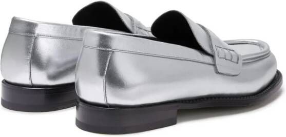 Giuseppe Zanotti Euro metallic-effect leather loafers Silver