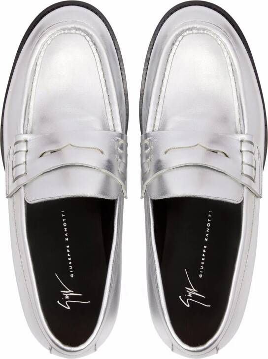 Giuseppe Zanotti Euro penny-slot loafers Silver