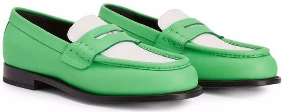 Giuseppe Zanotti Euro two-tone leather loafers Green
