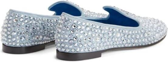 Giuseppe Zanotti Evangeline rhinestone-embellished suede loafers Blue
