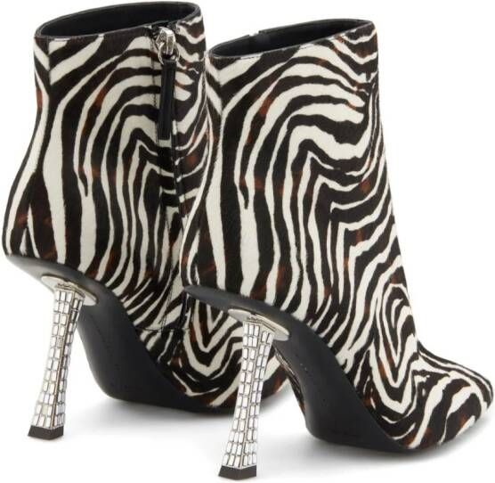 Giuseppe Zanotti Farrah Fancy 95mm zebra-print boots White