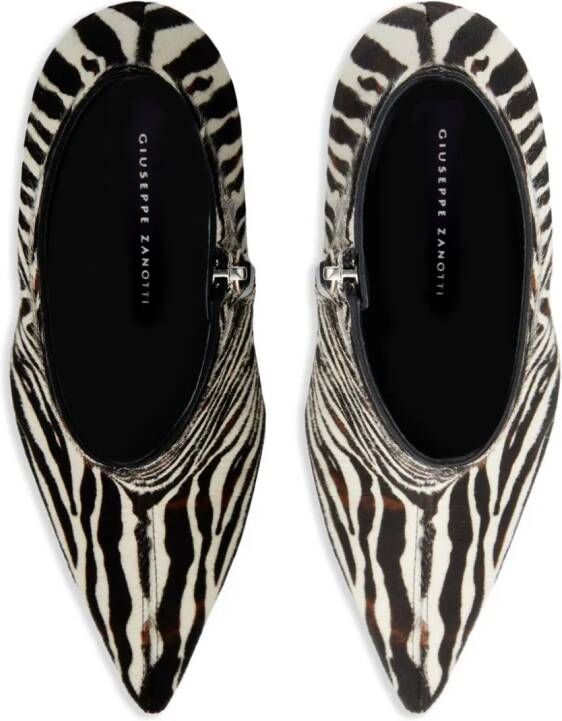 Giuseppe Zanotti Farrah Fancy 95mm zebra-print boots White