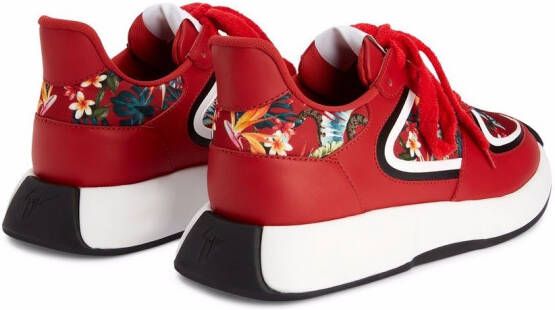 Giuseppe Zanotti Ferox floral-panelled sneakers Red
