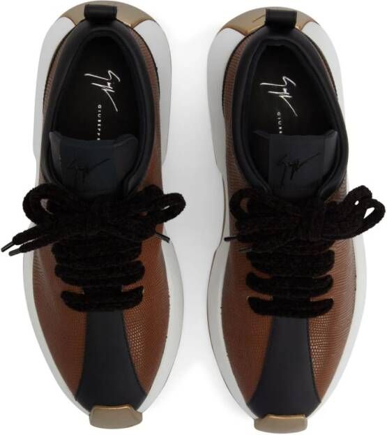 Giuseppe Zanotti Ferox panelled leather sneakers Brown