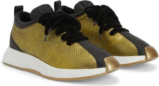 Giuseppe Zanotti Ferox snakeskin-effect panelled sneakers Gold