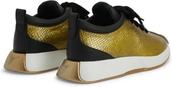 Giuseppe Zanotti Ferox snakeskin-effect panelled sneakers Gold