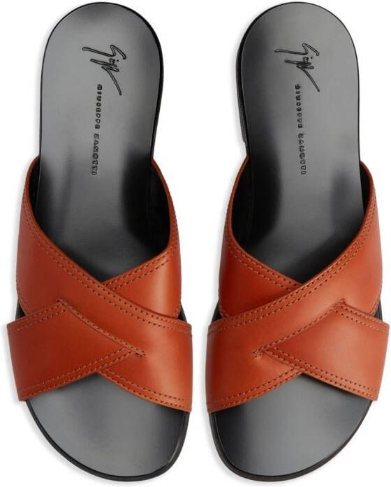 Giuseppe Zanotti Flavio crossed-leather sandals Orange
