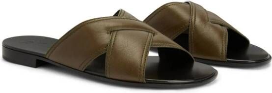 Giuseppe Zanotti Flavio leather slip-on sandals Green