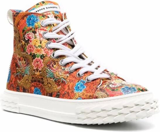 Giuseppe Zanotti floral-print sneakers Orange