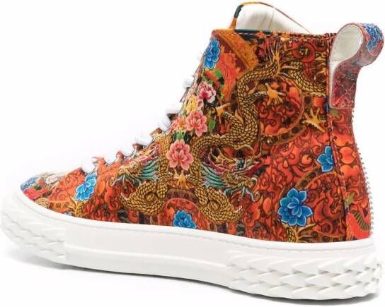 Giuseppe Zanotti floral-print sneakers Orange