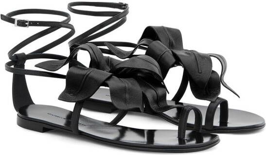 Giuseppe Zanotti flower appliqué flat sandals Black