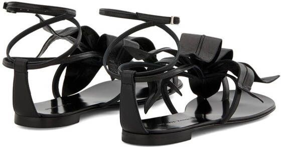 Giuseppe Zanotti flower appliqué flat sandals Black