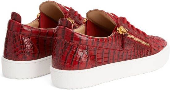 Giuseppe Zanotti Frankie crocodile-embossed low-top sneakers Red