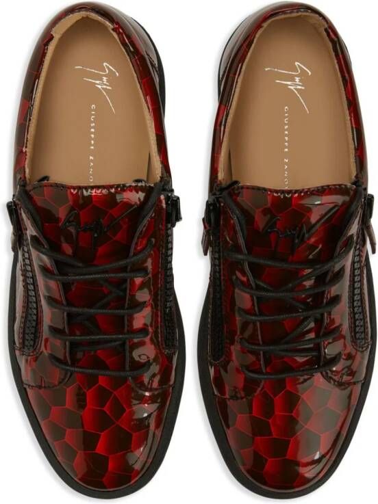 Giuseppe Zanotti Frankie geometric-pattern glazed sneakers Red