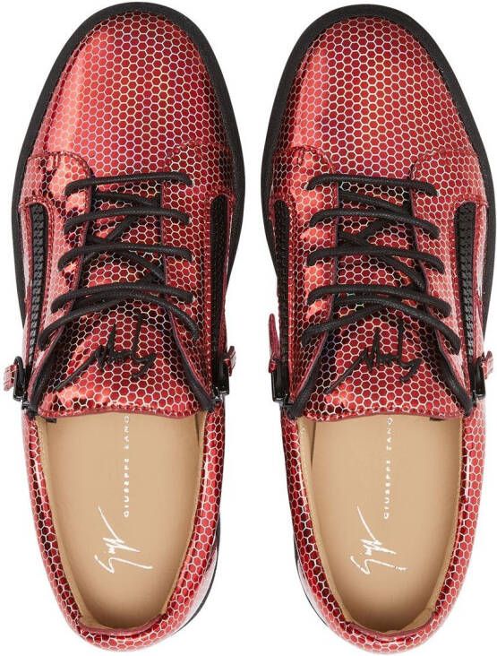 Giuseppe Zanotti Frankie hexagon-print sneakers Red