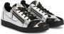 Giuseppe Zanotti Frankie leaf-embroidered leather sneakers Silver - Thumbnail 2