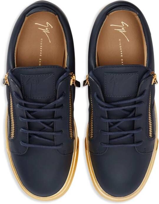 Giuseppe Zanotti Frankie metallic-sole leather sneakers Blue