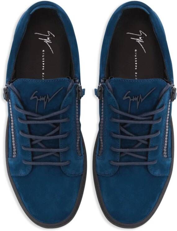 Giuseppe Zanotti Frankie side-zip suede sneakers Blue