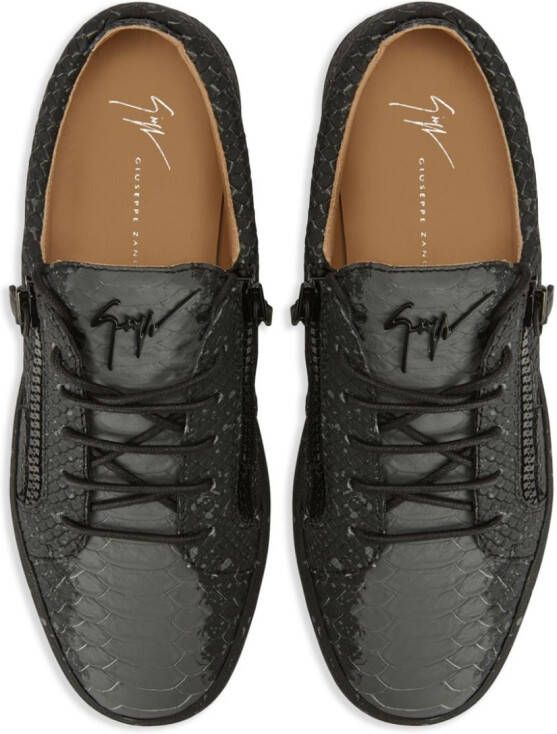 Giuseppe Zanotti Frankie snakeskin-effect leather sneakers Black
