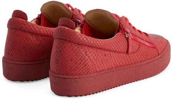 Giuseppe Zanotti Frankie snakeskin-effect low-top leather sneakers Red