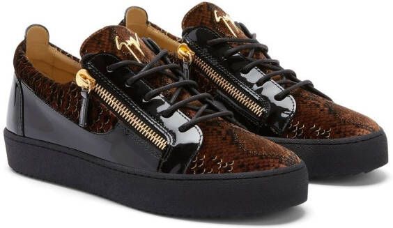 Giuseppe Zanotti Frankie snakeskin-effect sneakers Brown