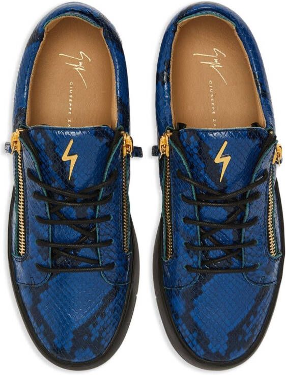 Giuseppe Zanotti Frankie snakeskin low-top sneakers Blue