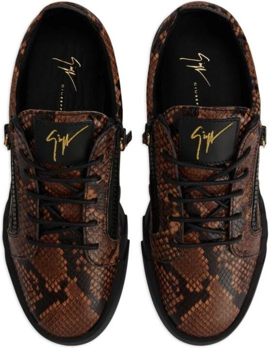 Giuseppe Zanotti Frankie snakeskin-print leather sneakers Brown