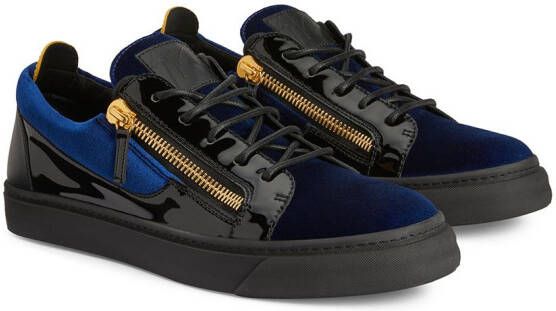 Giuseppe Zanotti Frankie velvet-panel sneakers Blue