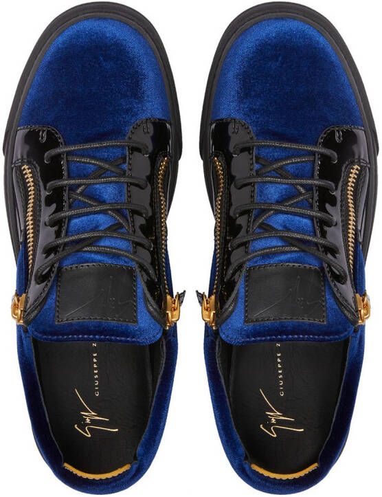Giuseppe Zanotti Frankie velvet-panel sneakers Blue