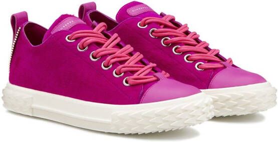Giuseppe Zanotti fur lace-up sneakers Pink