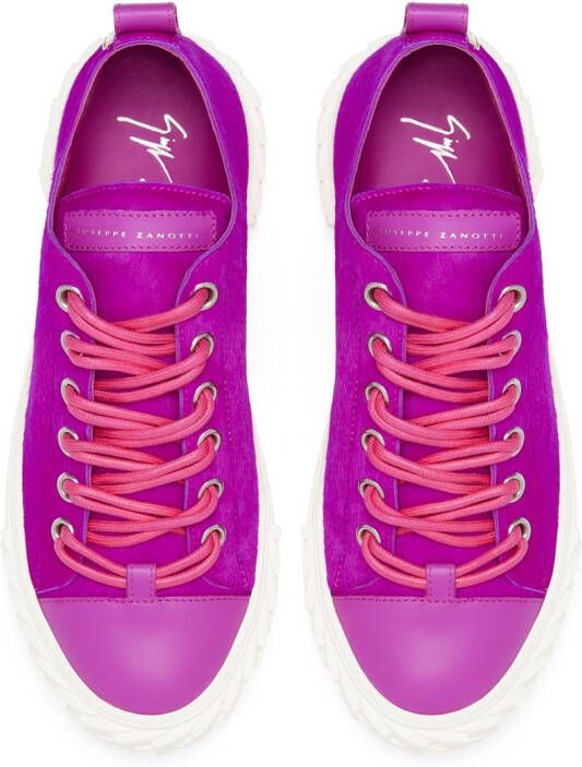 Giuseppe Zanotti fur lace-up sneakers Pink