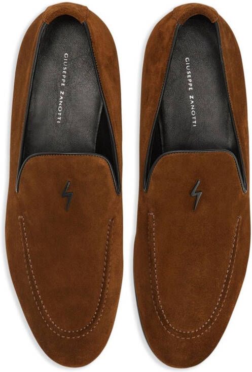 Giuseppe Zanotti G-Flash motif-embroidered loafers Brown