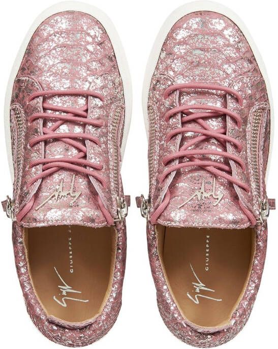 Giuseppe Zanotti Gail metallic low-top sneakers Pink