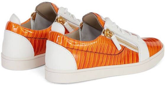 Giuseppe Zanotti Gail snakeskin-effect sneakers Orange
