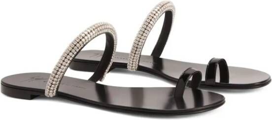 Giuseppe Zanotti Galassia rhinestone-embellished toe-loop flat sandals Black