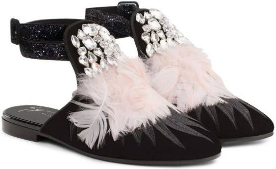 Giuseppe Zanotti Gioia crystal-embellished flat sandals Black