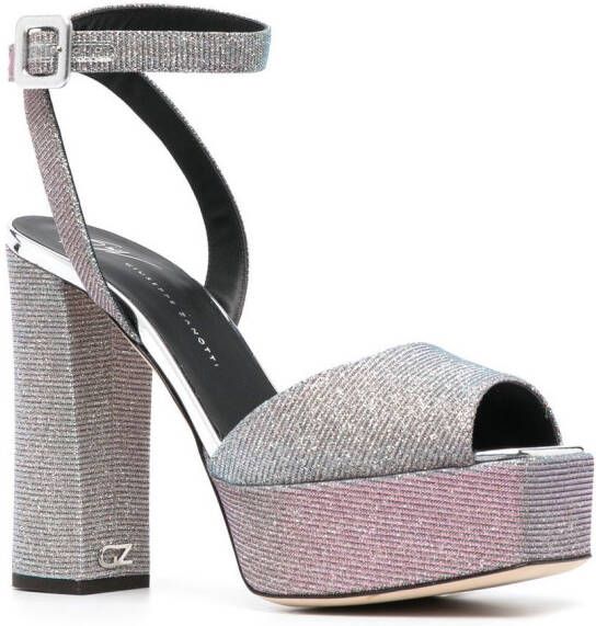 Giuseppe Zanotti glitter-detail heeled 125mm sandals Silver